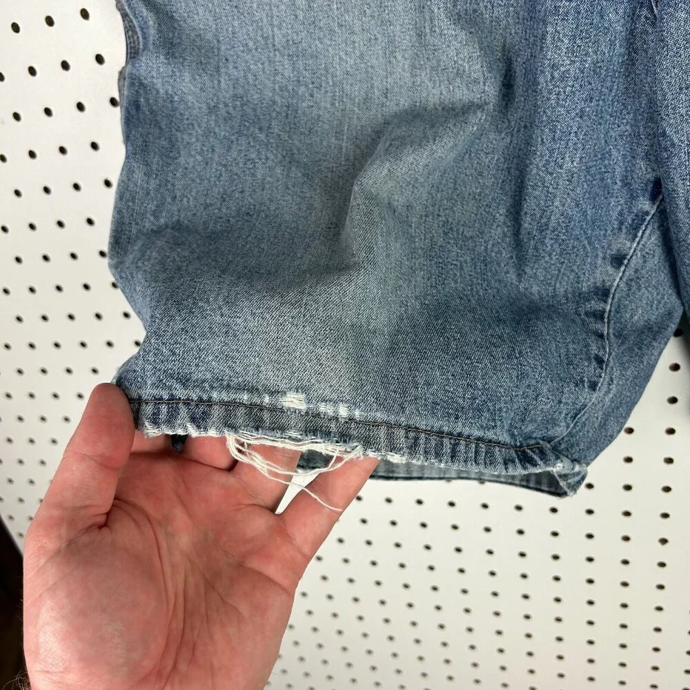Vintage Carpenter Blue Jean Shorts Jorts Size 38‎ Distressed Light Wash 90s Work